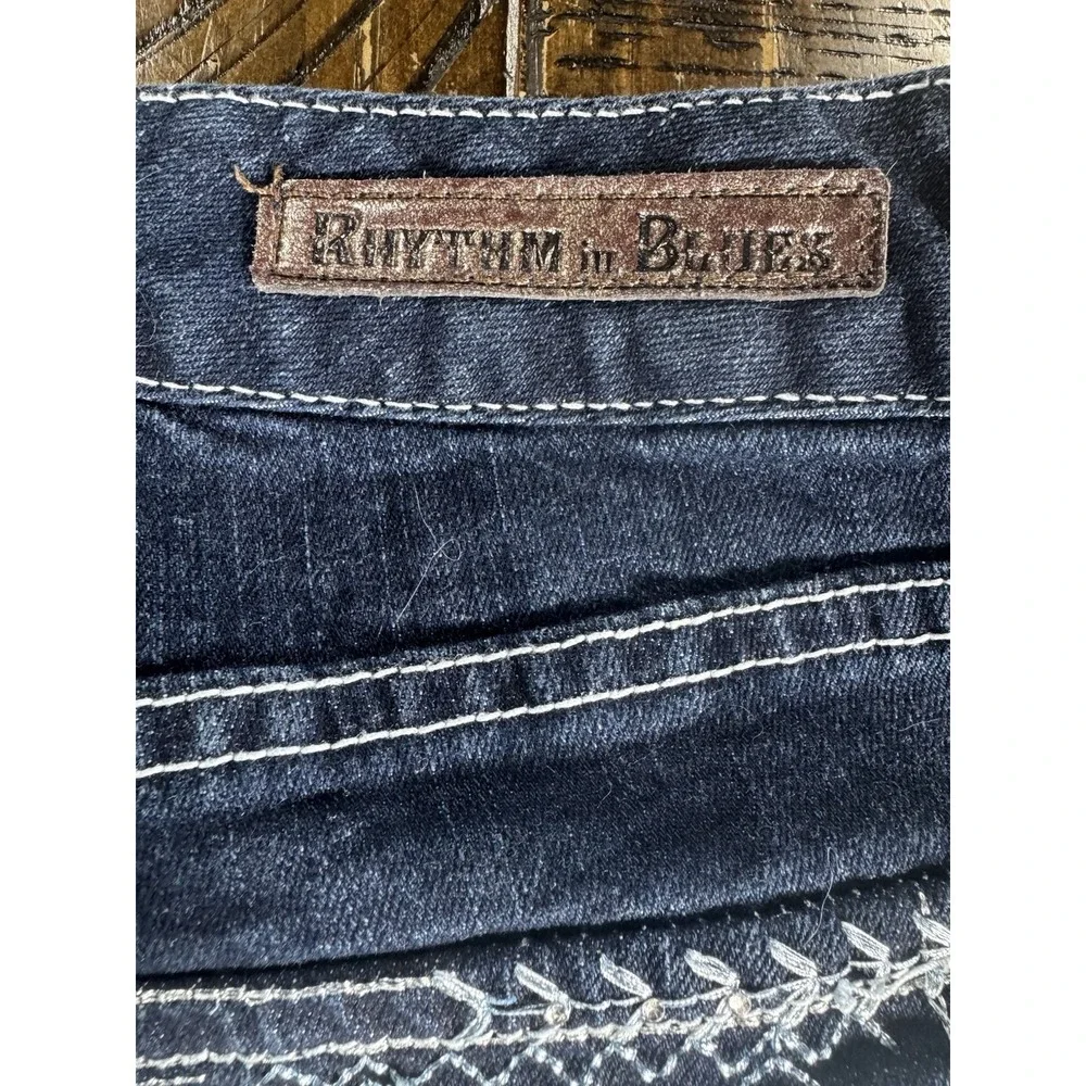 Rhythm In Blues Shorts Womens‎ 12 Blue Denim Casual Outdoor Preppy Rhinestones